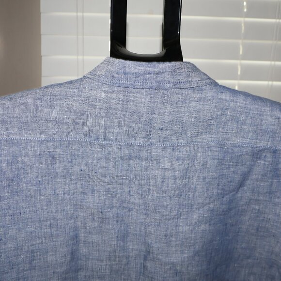 Garnet Hill 100%  Linen Chambray Blue Shirt Dress – XL Effortless Chic - Picture 11 of 13